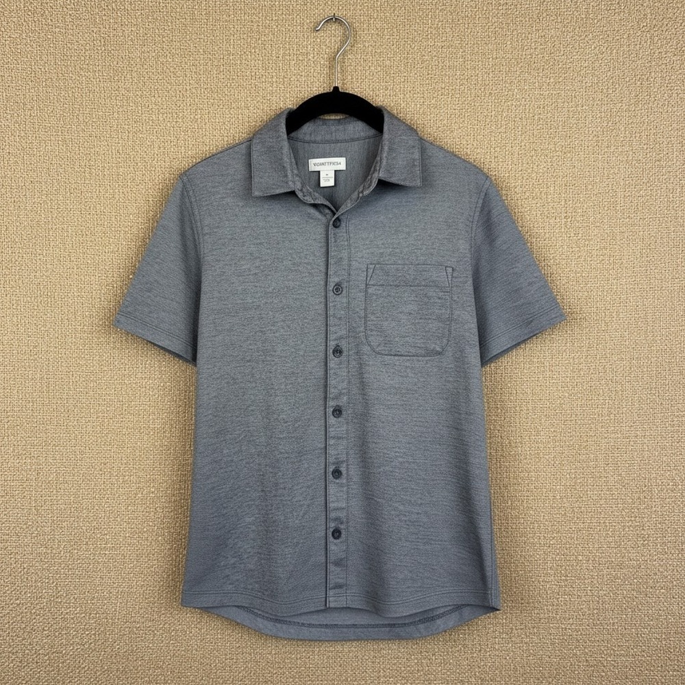 Nordstrom Youth Boys Grey Heather Short Sleeve Button Down Shirt Large 10-12